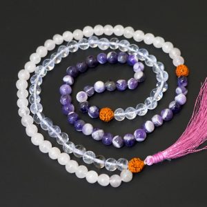 Чітки кам'яні Аметист, Кришталь, Рожевий кварц P-Beads-050
