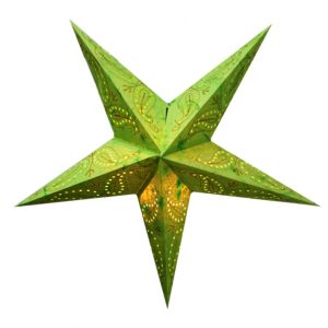 Абажур Зірка картонна 5 променів GREEN PAISLEY EMBD.