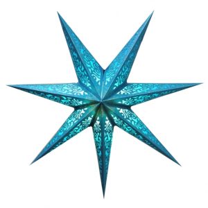Абажур Зірка картонна 7 променів LASER FULL GLITTER Блакитний