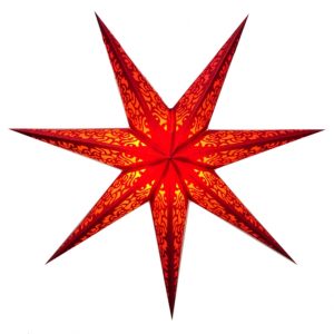 Абажур Зірка картонна 7 променів LASER FULL GLITTER Червоний