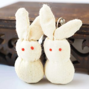 Сережки ганчір'яні Зайці білі