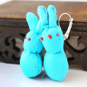 Сережки ганчір'яні Зайці блакитні