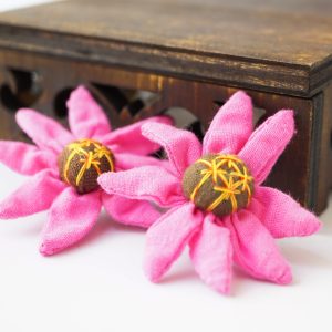 Сережки ганчір'яні Квітка світло-рожева